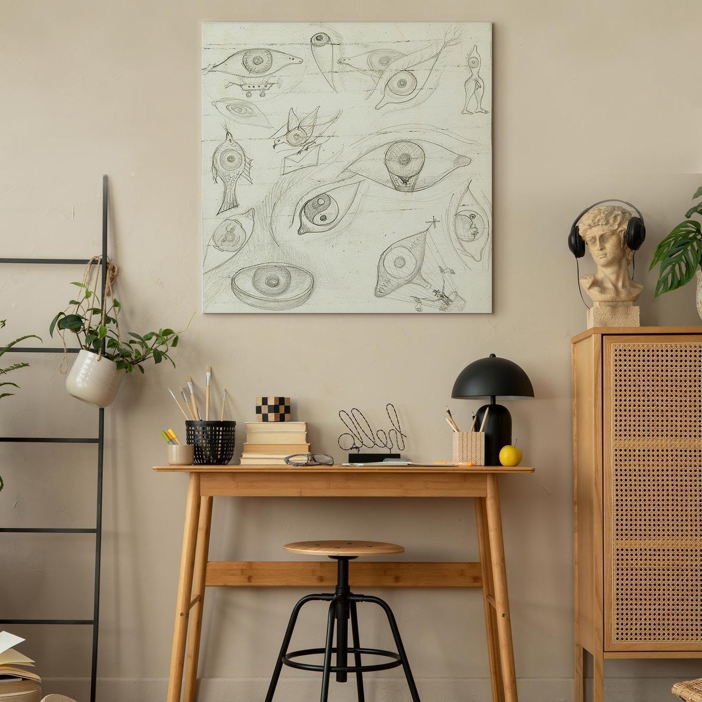 Leinwandbild - Frida Kahlo – Drawing of Eyes