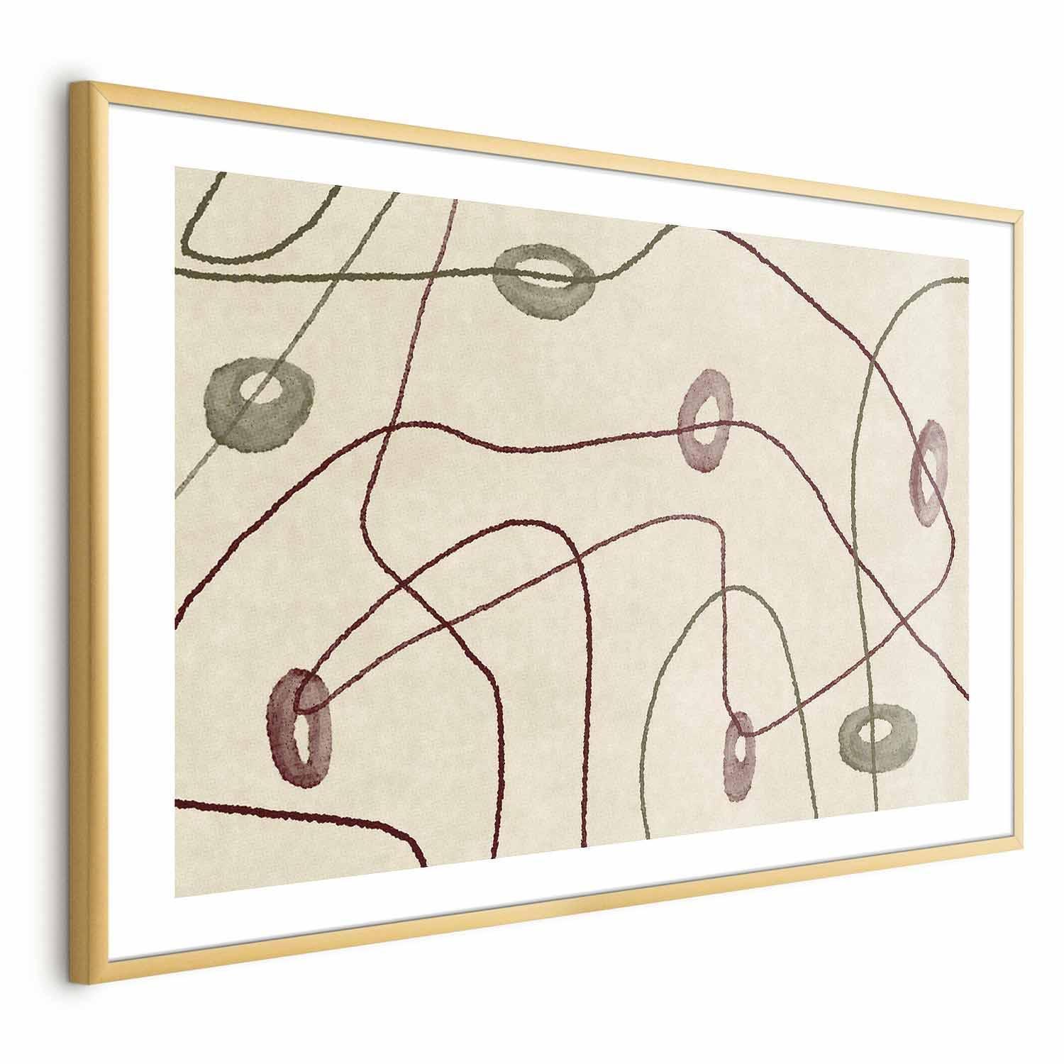 Poster - Lines and Shapes - a bead labyrinth on a pale, worn background Artgeist