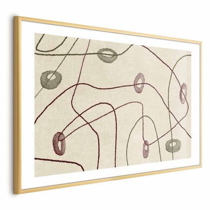 Poster - Lines and Shapes - a bead labyrinth on a pale, worn background Artgeist