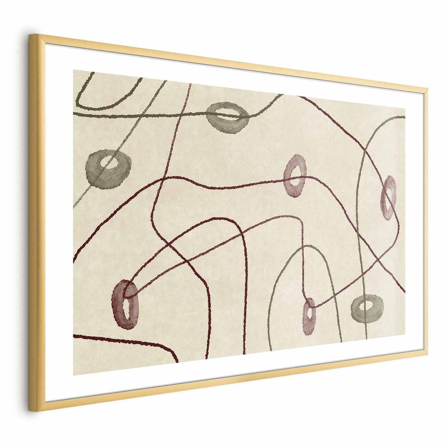 Poster - Lines and Shapes - a bead labyrinth on a pale, worn background Artgeist
