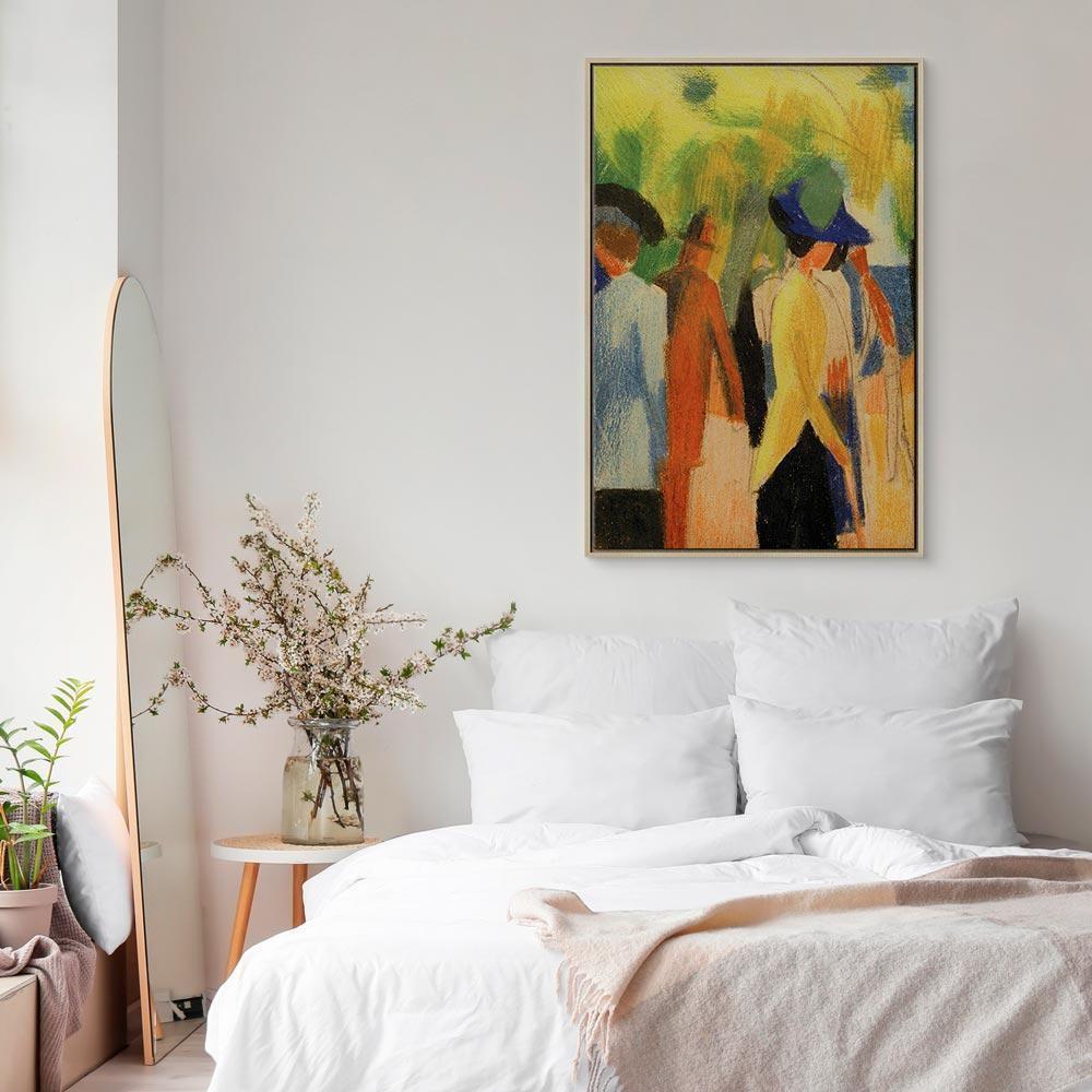 Leinwandbild - August Macke – Walker under trees (Walker in the park)