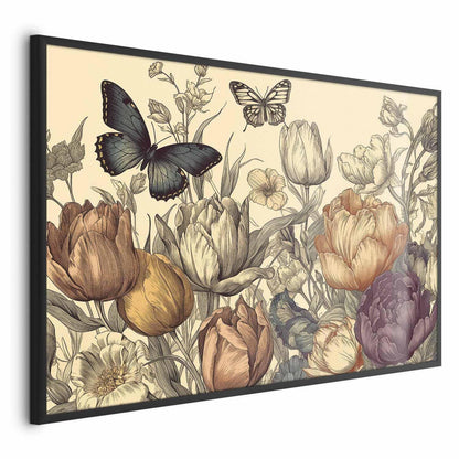 Poster - Colorful Tulips on a Cream Background
