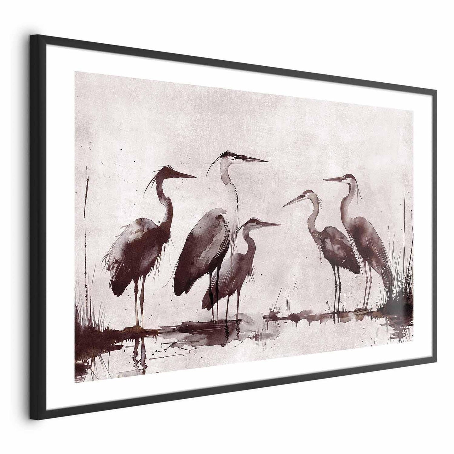 Poster - Herons Painted in Ink Artgeist