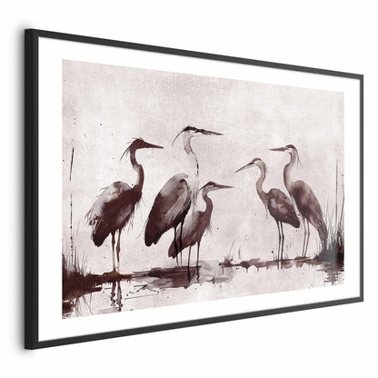Poster - Herons Painted in Ink Artgeist
