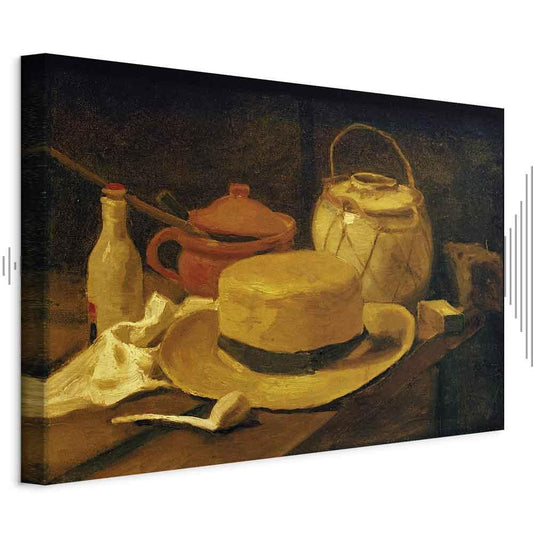 Leinwandbild - Vincent Van Gogh – Still life with yellow straw hat