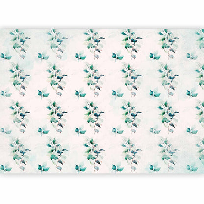 Fototapete - Mint green nature - solid floral pattern with green leaves Artgeist