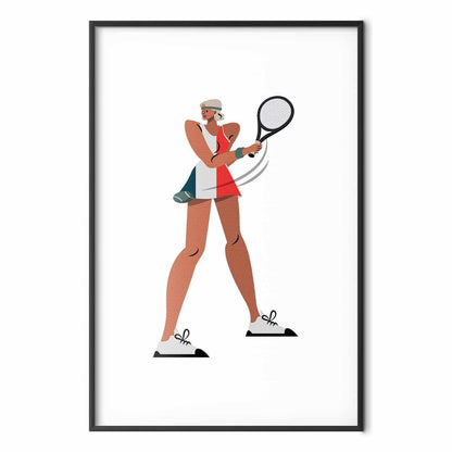 Poster - Tennis Player with a Racket on a White Background - Illustration