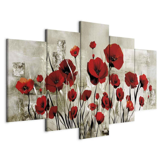 Leinwandbild „Rotes Mohnblumenfeld“ für lebendige Akzente