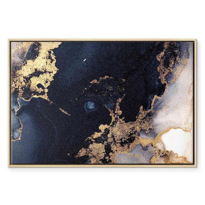 Leinwandbild - Marble and navy blue – abstract textured pattern inspired by the starry sky