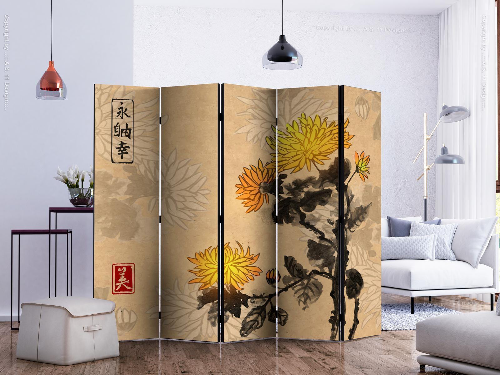 Paravent - Chrysanthemums II Artgeist