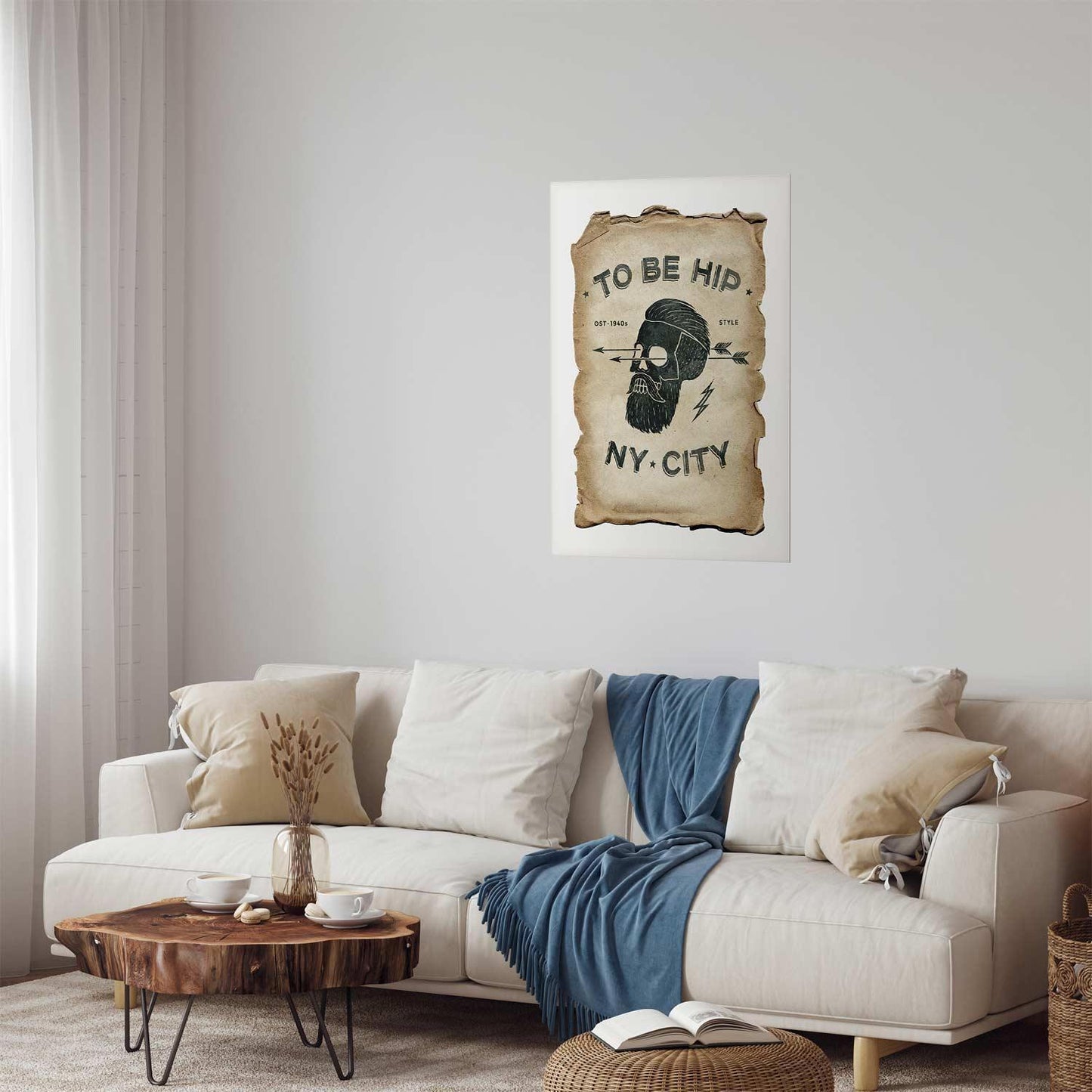 "Poster - To Be Hip" artistic wall decor in modern living room setting.