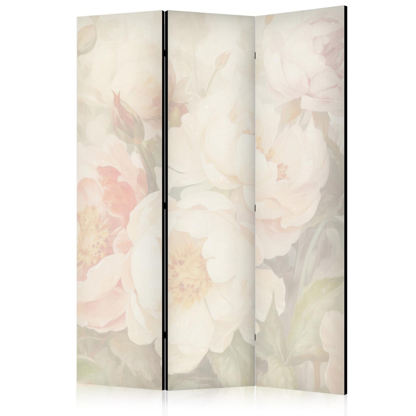 Paravent - Blooming Peonies - Bright Large Flowers Enveloped in White Mist Artgeist