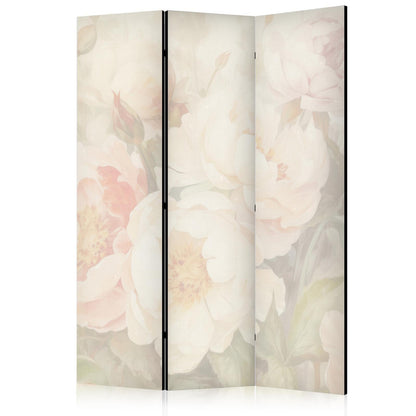 Paravent - Blooming Peonies - Bright Large Flowers Enveloped in White Mist Artgeist