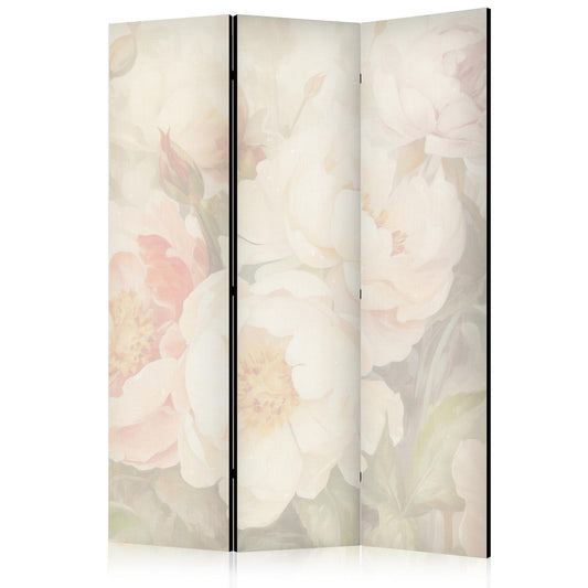 Paravent - Blooming Peonies - Bright Large Flowers Enveloped in White Mist Artgeist