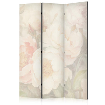 Paravent - Blooming Peonies - Bright Large Flowers Enveloped in White Mist Artgeist