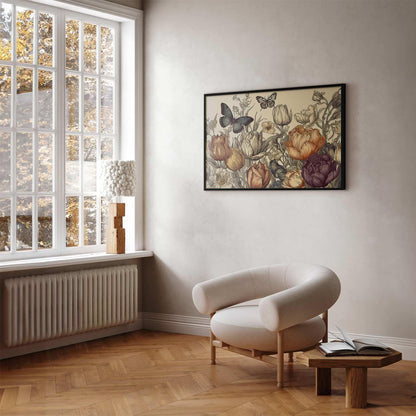 Poster - Colorful Tulips on a Cream Background