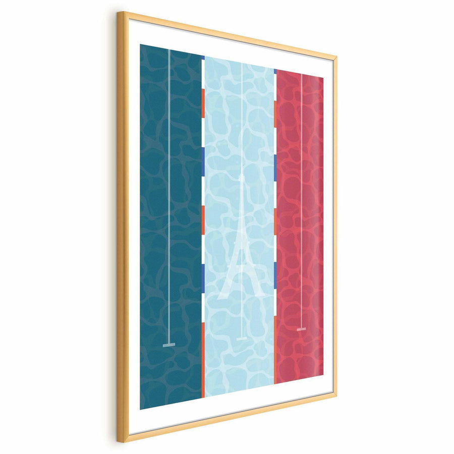 Poster - Illustration of a Pool Against the French Flag Artgeist