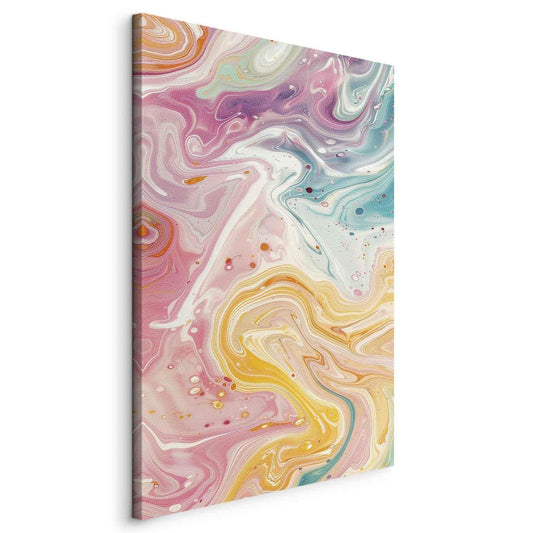 Leinwandbild - Colorful Chaos - Dynamic Shapes in Shades of Pink Yellow and Blue Artgeist