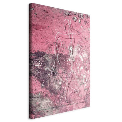 Leinwandbild - Figure on Pink Background (1-part) - Female Silhouette in Marble