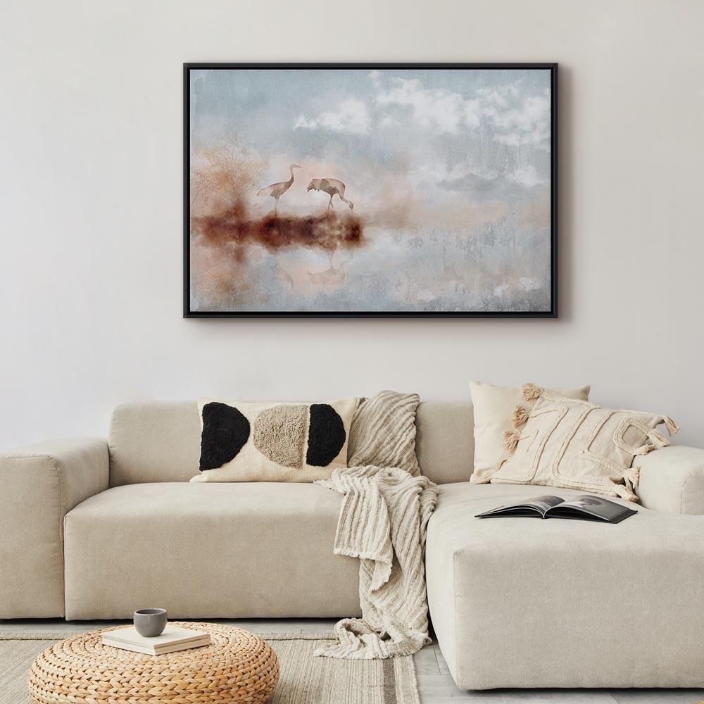 Leinwandbild - Cranes in the Morning (1 Part) Wide