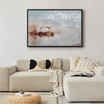 Leinwandbild - Cranes in the Morning (1 Part) Wide