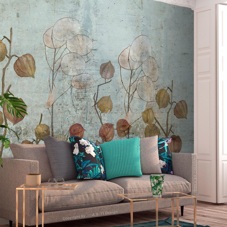 Fototapete „Painted Lunaria“ – Zarte Blütenkunst für stilvolle Räume