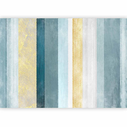 Fototapete - Striped pattern - abstract background in stripes in blue tones with gold pattern
