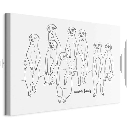 Leinwandbild - Animal Patrol (1-part) - Meerkats on Black and White Background