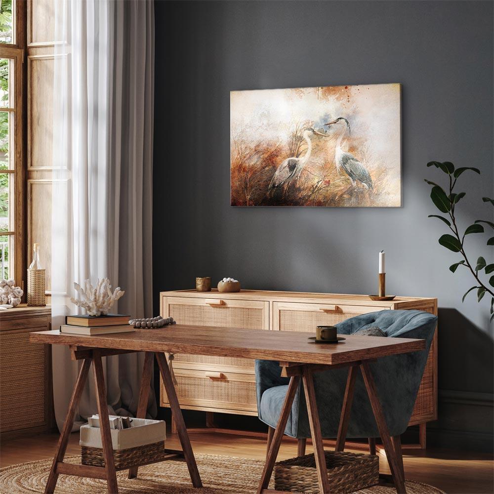 Leinwandbild - Herons on the Hunt (1 Part) Wide