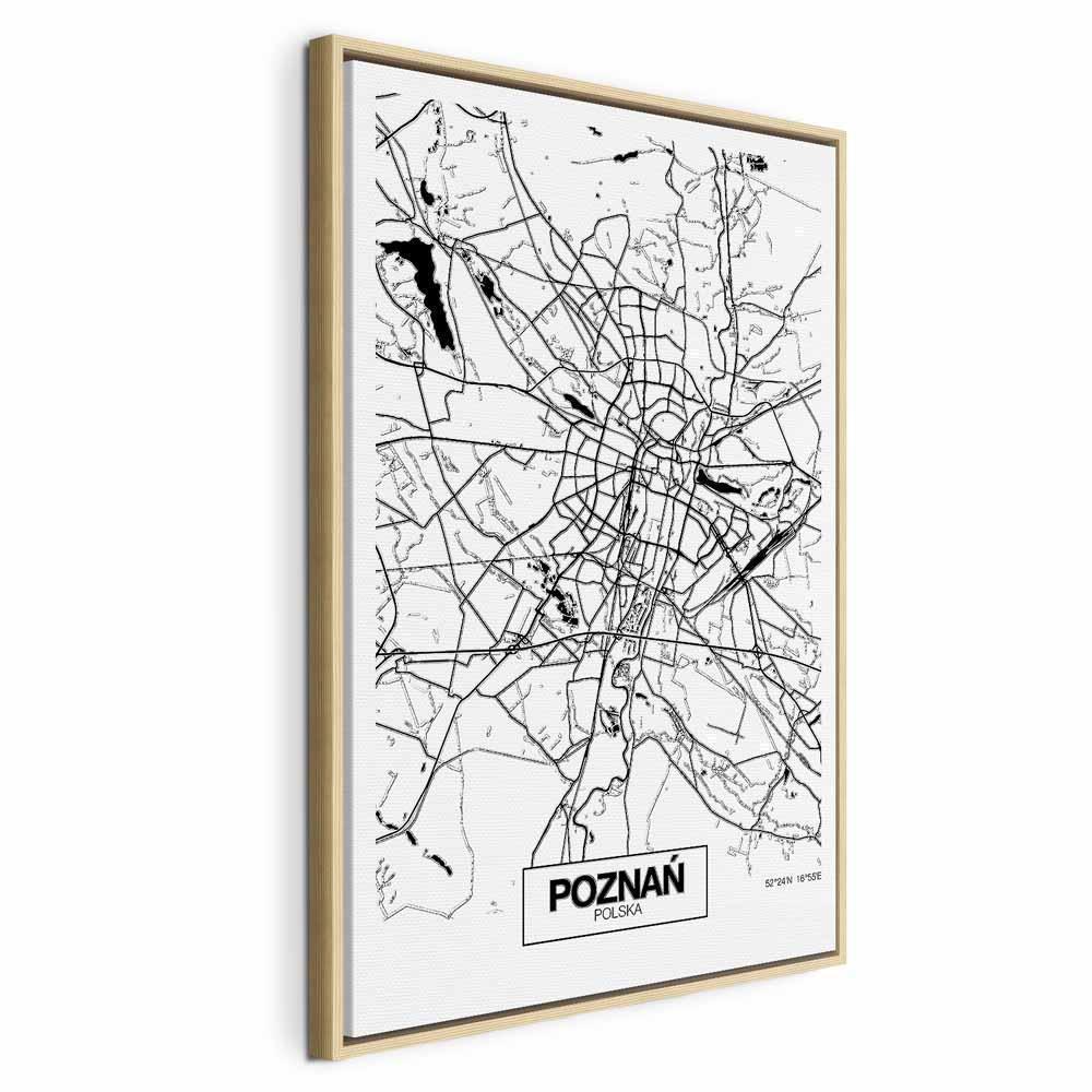 Leinwandbild - City Plan: Poznan (1 Part) Vertical