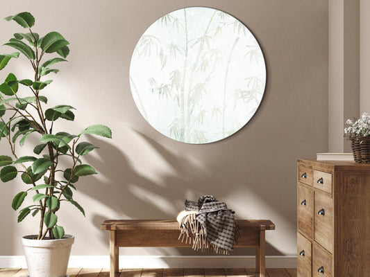 Rundes Bild - Bamboo forest - Delicate bamboo jungle in pastel colors of celadon and green on a light background