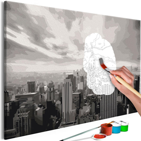  "Malen nach Zahlen Graues New York - Elegante New Yorker Skyline in monochromen Grautönen mit urbaner Sophistication - Sawelt