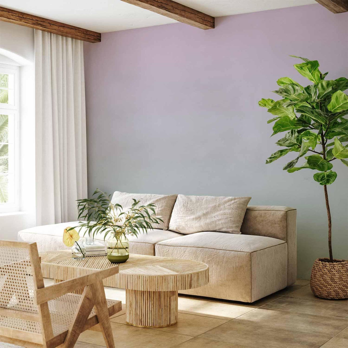Fototapete - Pastel Gradient - Transition of Colors from Violet to Mint Artgeist