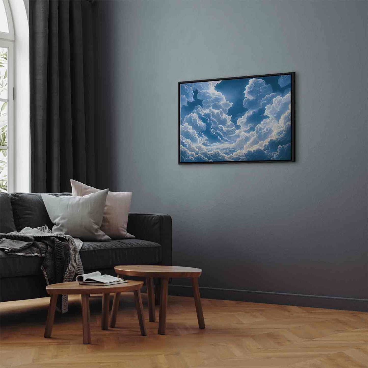 Leinwandbild - Blue Sky Breaking Through White Fluffy Clouds Artgeist