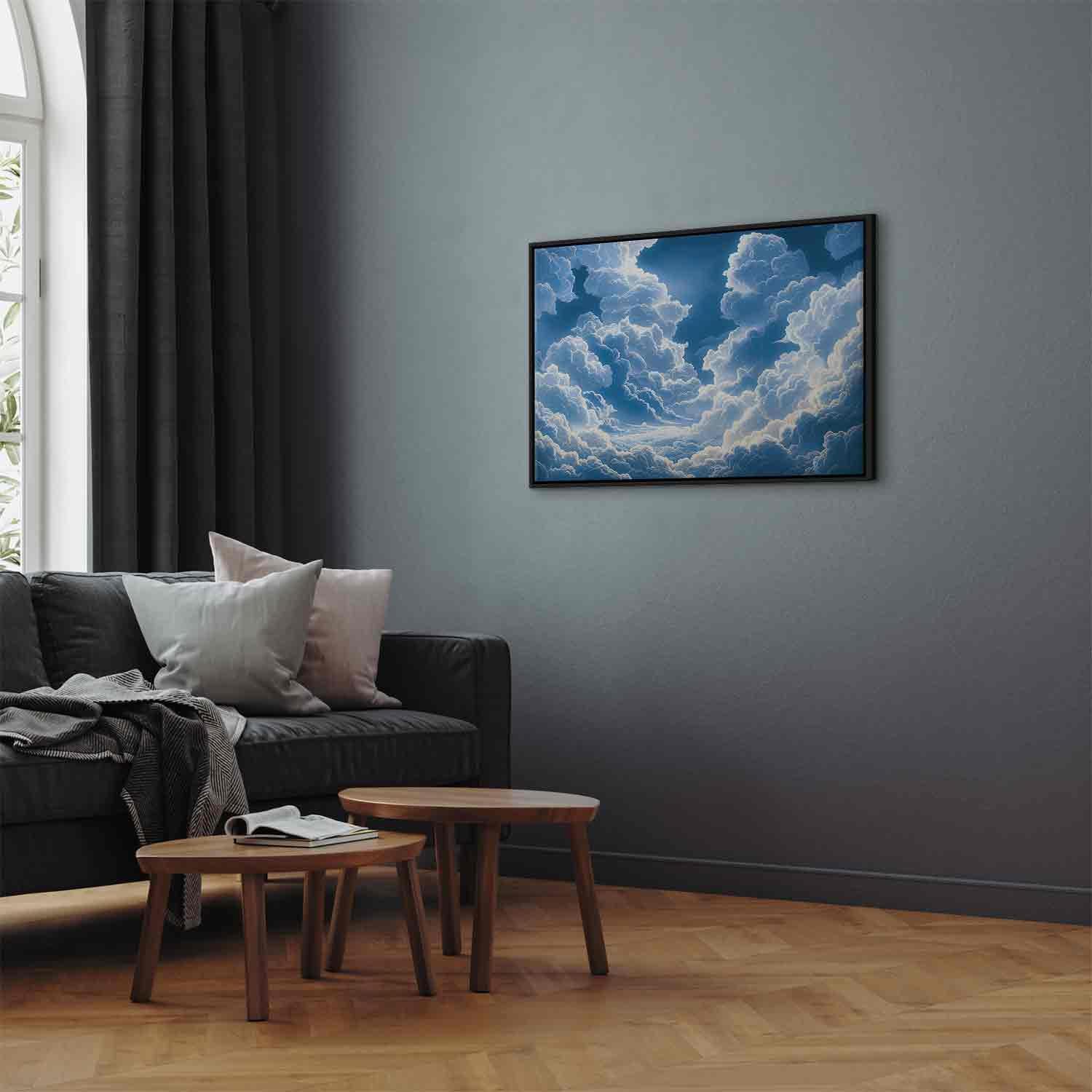 Leinwandbild - Blue Sky Breaking Through White Fluffy Clouds Artgeist