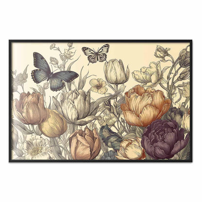 Poster - Colorful Tulips on a Cream Background