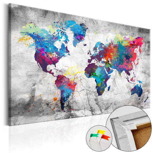 Korkbild - World Map: Grey Style