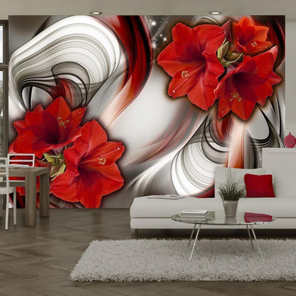 Fototapete „Amaryllis – Ballad of the Red“ – Blühende Eleganz in Rot