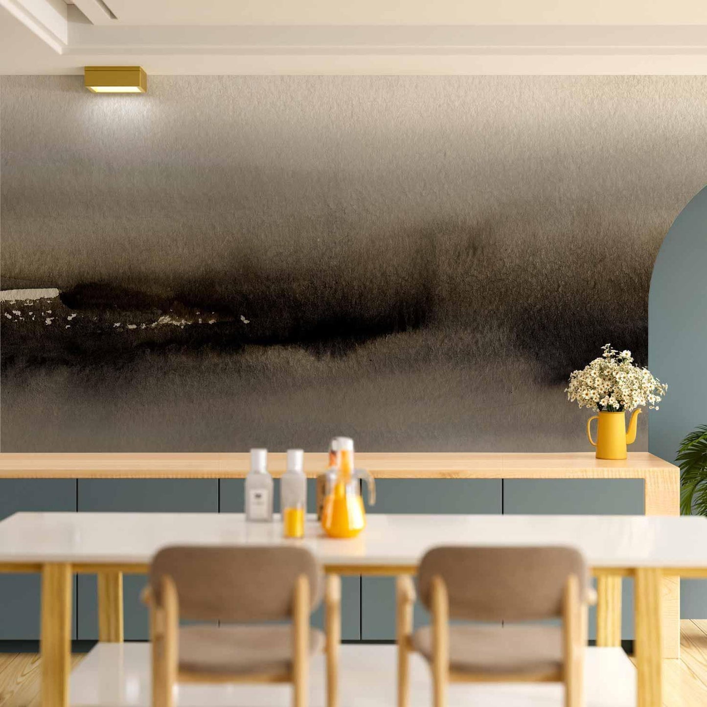 Fototapete - Diuna - abstract modern painting in grey with black pattern