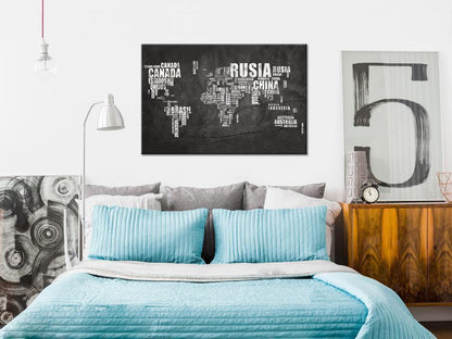 Korkbild Pinnwand Weltkarte Modern - Geografische Beschriftungen in Spanisch