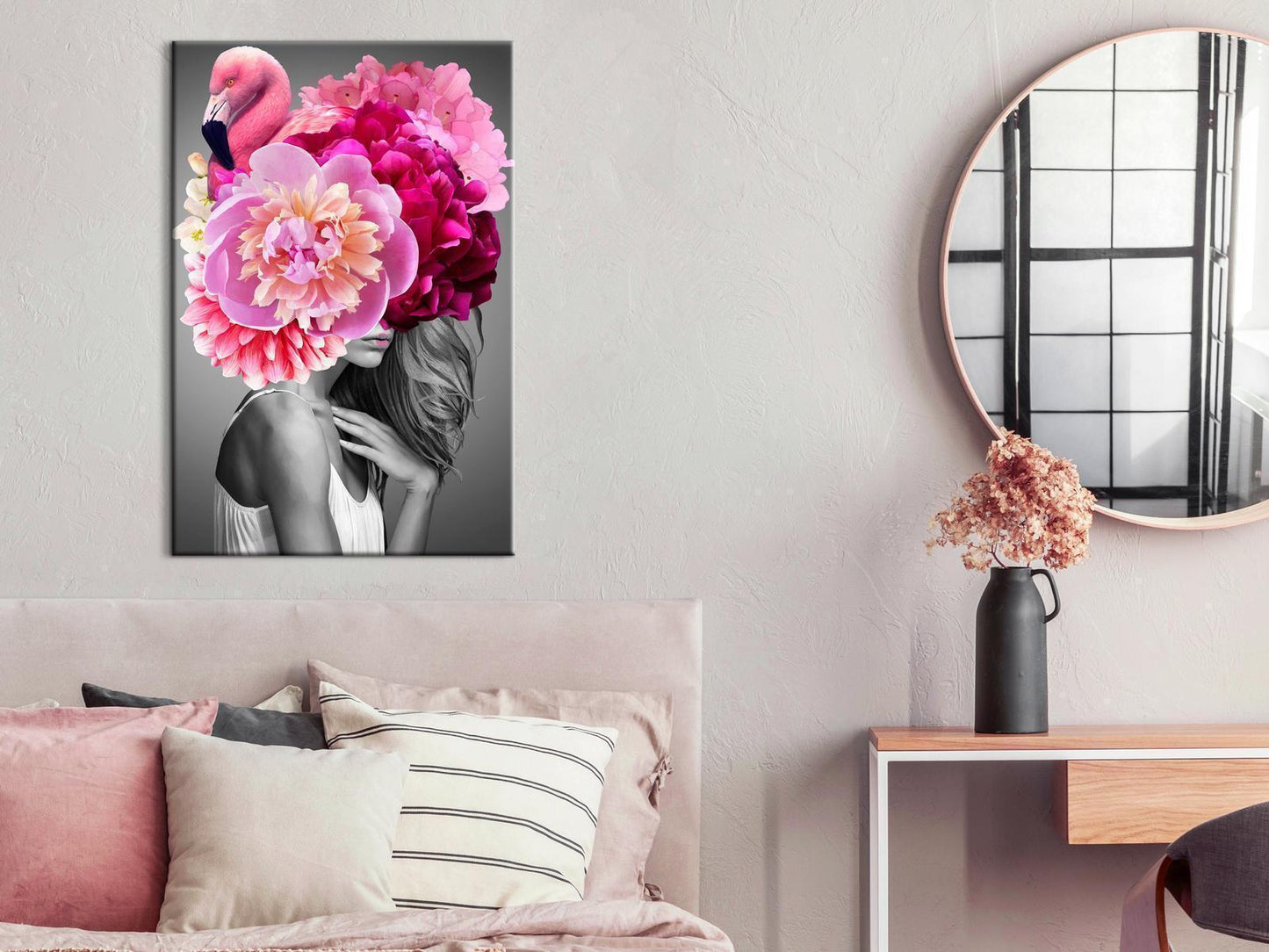 Leinwandbild - Flamingo Girl (1 Part) Vertical Artgeist