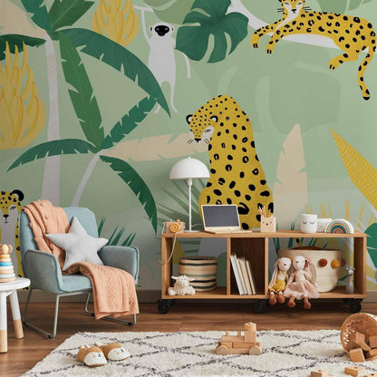 Fototapete - Cheetahs in the jungle - landscape with animals in the tropics for children Artgeist