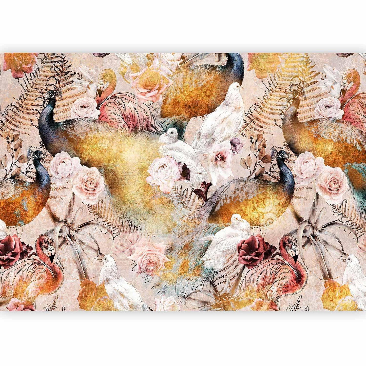 Elegantes Wanddesign in Beige und Gold

