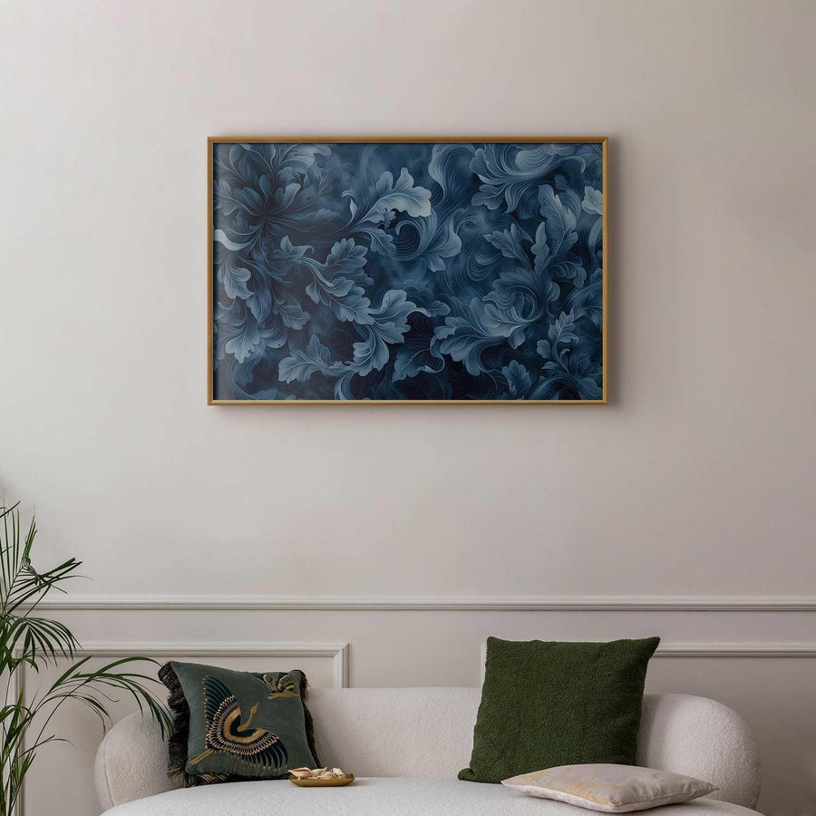 Poster - Dense, Dark Blue Abstract Ornaments Artgeist