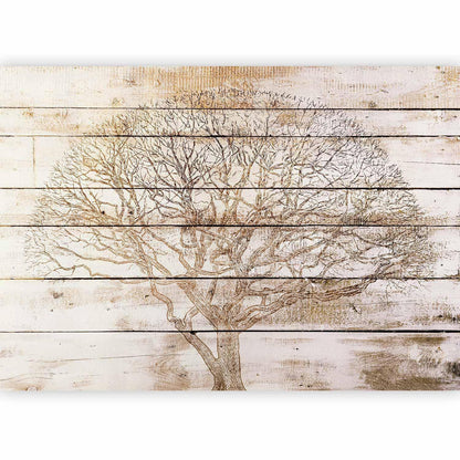 Fototapete - Tree on Boards Artgeist