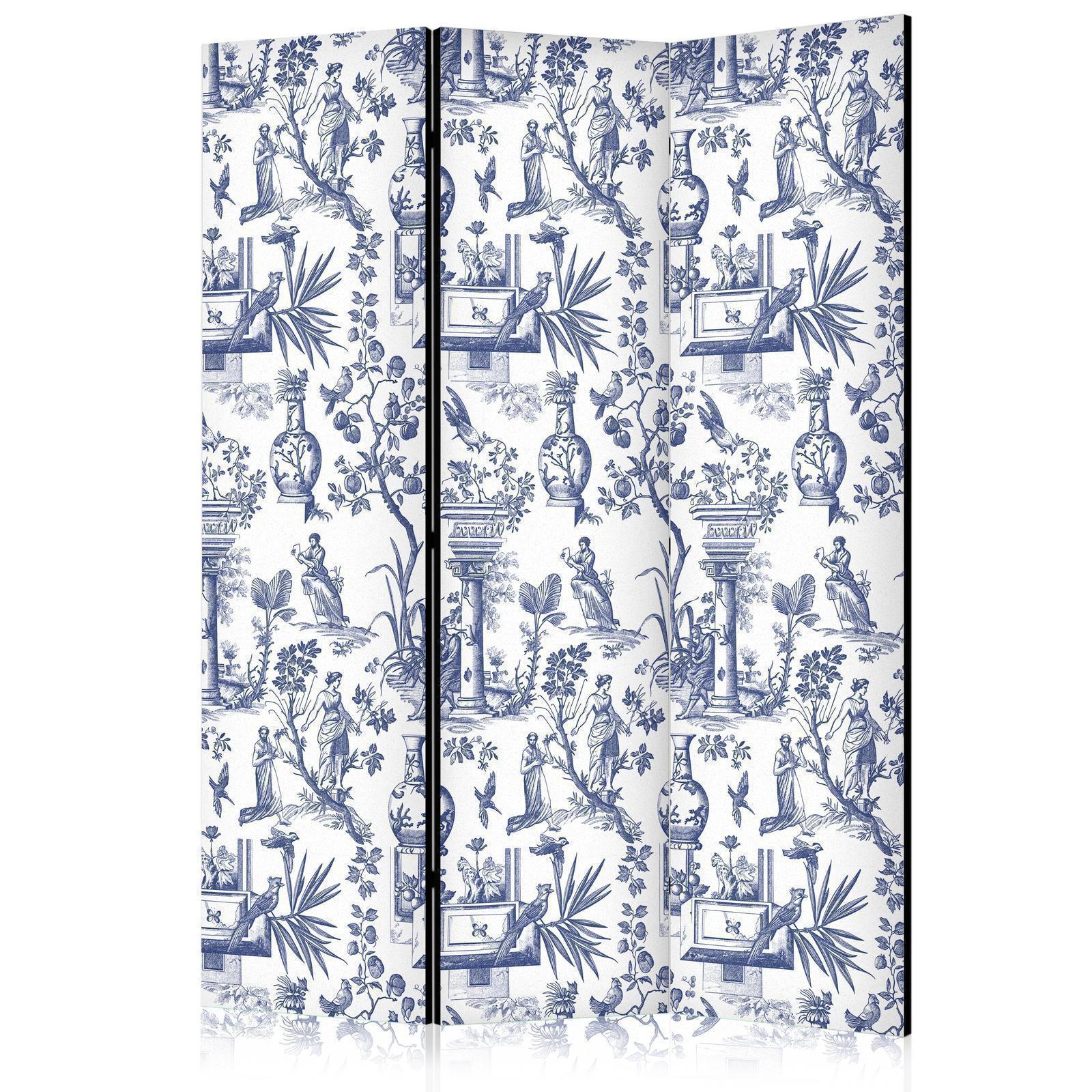 Paravent - Rome and Botany - Blue Pattern with a Greek and Plant Motif Artgeist