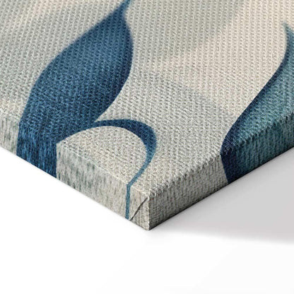 Leinwandbild - Leaves in Blue Color Delicate Botanical Motif