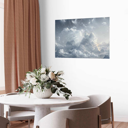 Poster - Astral Calm: Stars Scattered Over Delicate Clouds Artgeist