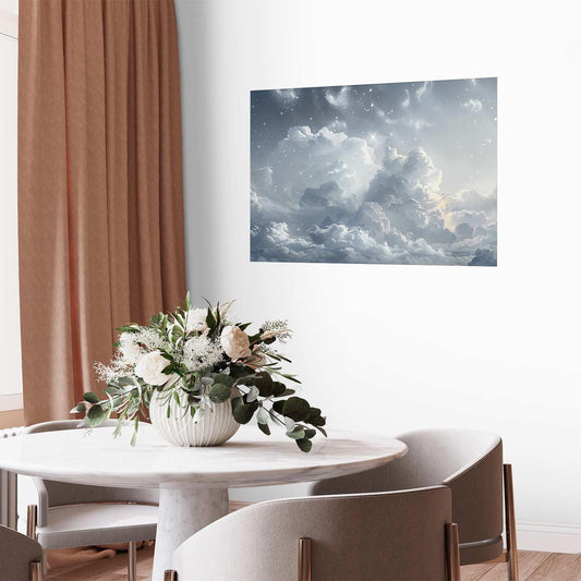 Poster - Astral Calm: Stars Scattered Over Delicate Clouds Artgeist