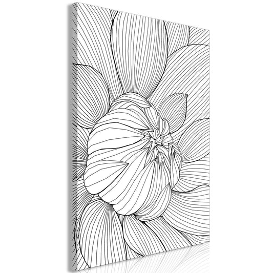 Leinwandbild Blumenlinie – Modernes Blumenmotiv in Linienzeichnung